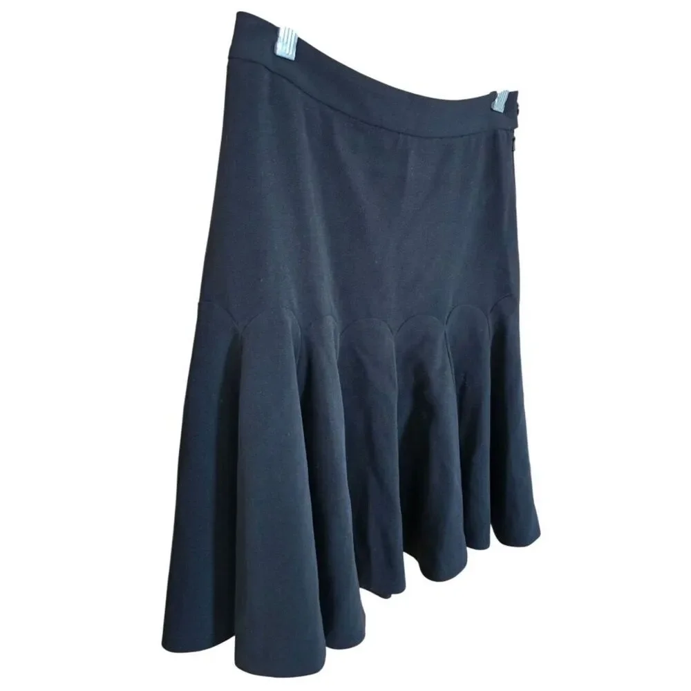 Black Flared Ruffle Skirt Womens goth whimsygoth officewear chic upscale